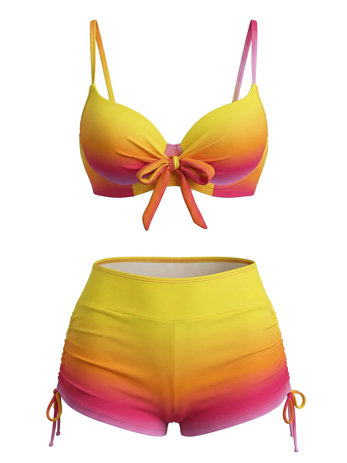 1960er Farbverlauf Schnürung Badeshorts Bikini Set - Image 5