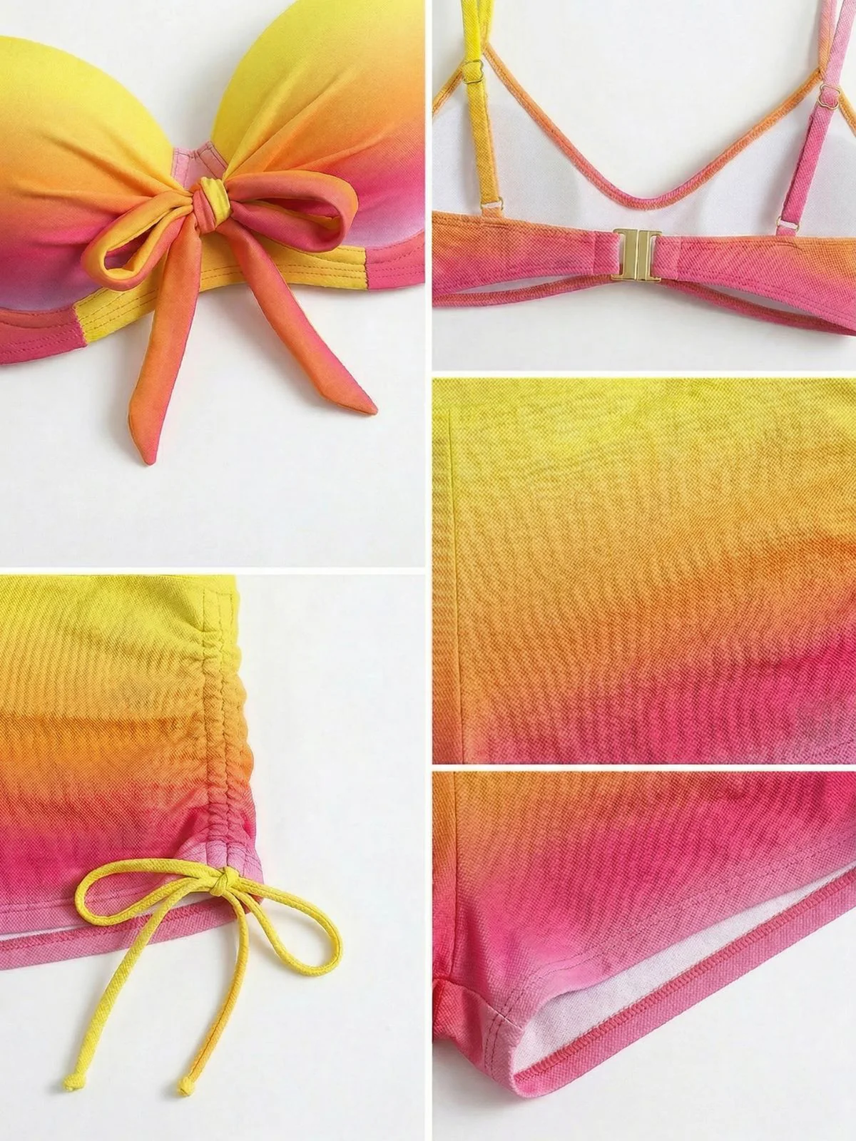 1960er Farbverlauf Schnürung Badeshorts Bikini Set - Image 7