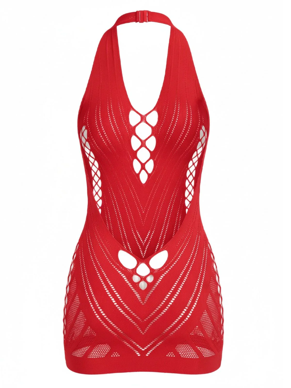 1960er Halter Netzstoff Cutout Figurbetont Mini Dessous Kleid - Image 10