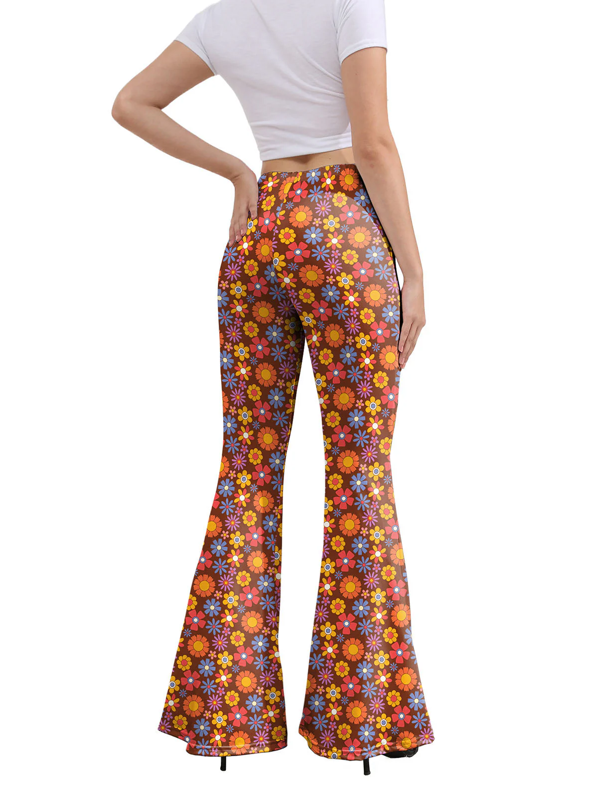 1960er Hohe Taille Blumen Schlaghose - Image 3