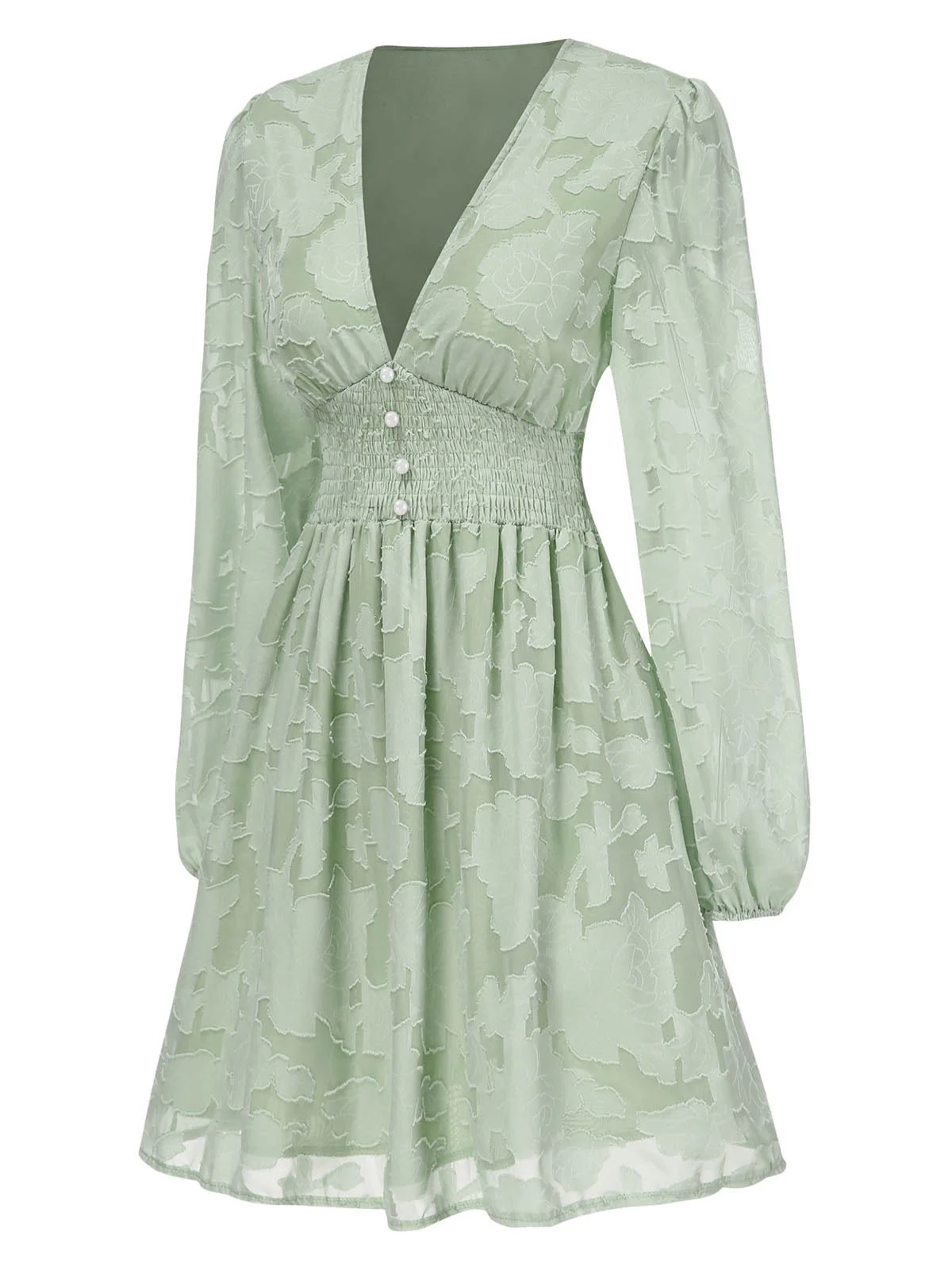 1960er Jaquard Blumen Tief V-Ausschnitt Skater Kleid - Image 2