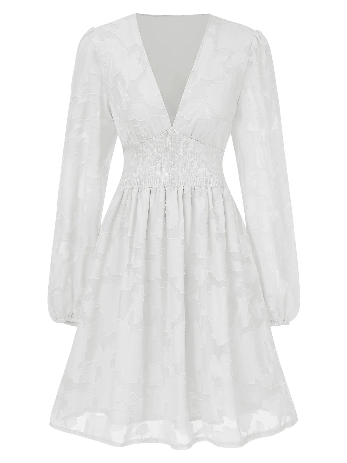 1960er Jaquard Blumen Tief V-Ausschnitt Skater Kleid - Image 5