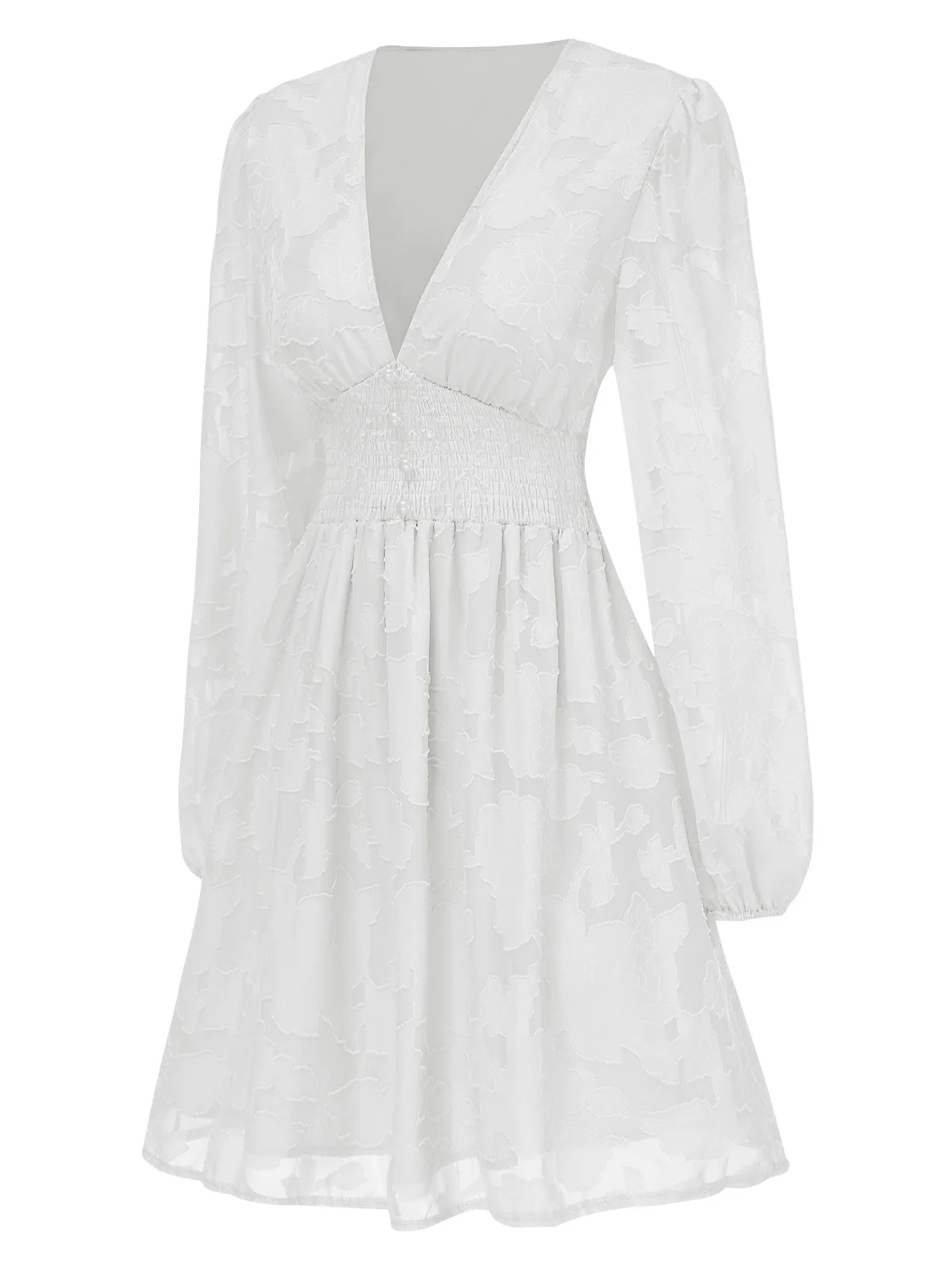 1960er Jaquard Blumen Tief V-Ausschnitt Skater Kleid - Image 6