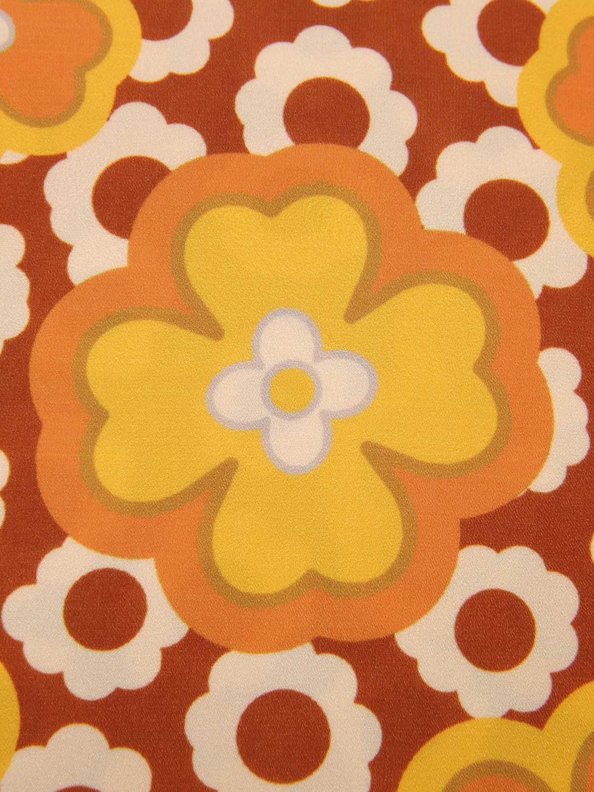 Orange Rot 1960er Krawattenkragen Blumen Ärmellos Top - Image 7
