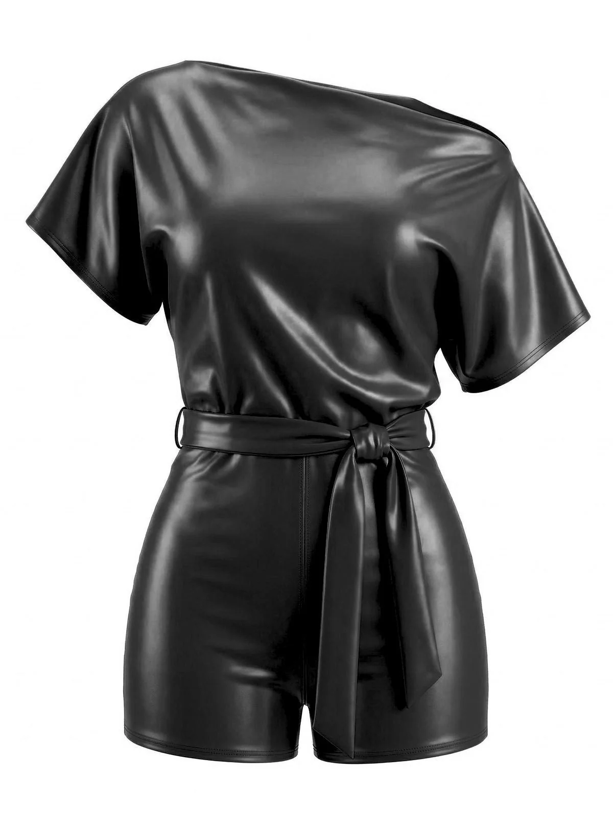 1960er Kunstleder Einseitig Gürtel Romper - Image 4