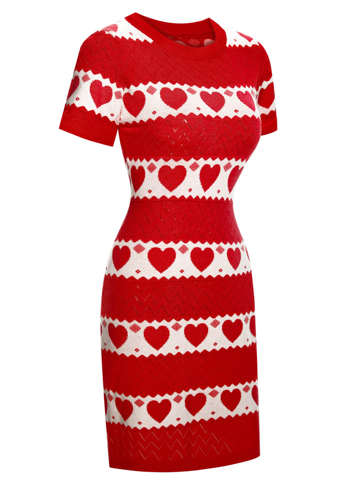 1960er Kurzärmeliges Herz Strickkleid - Image 2