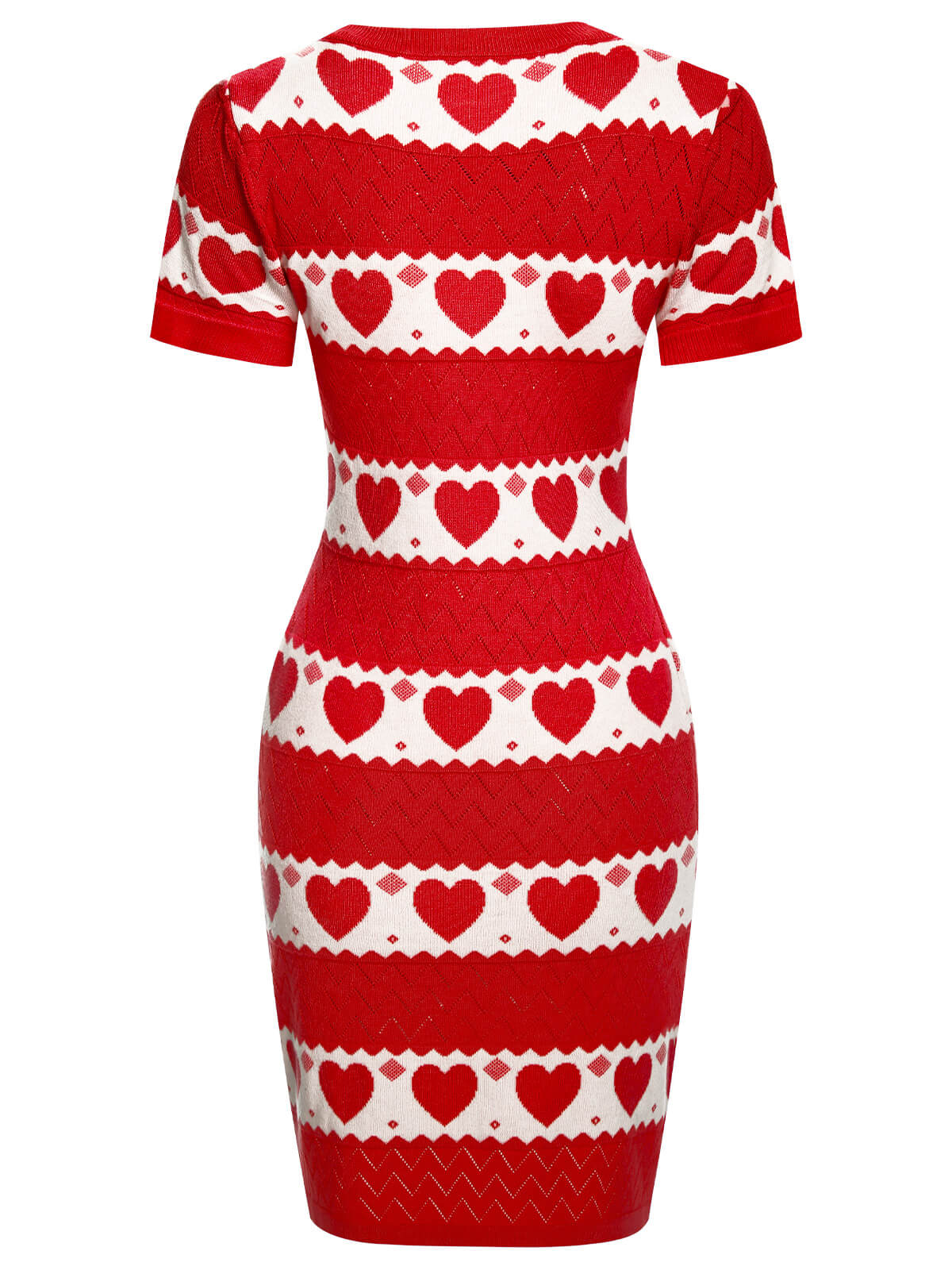 1960er Kurzärmeliges Herz Strickkleid - Image 3