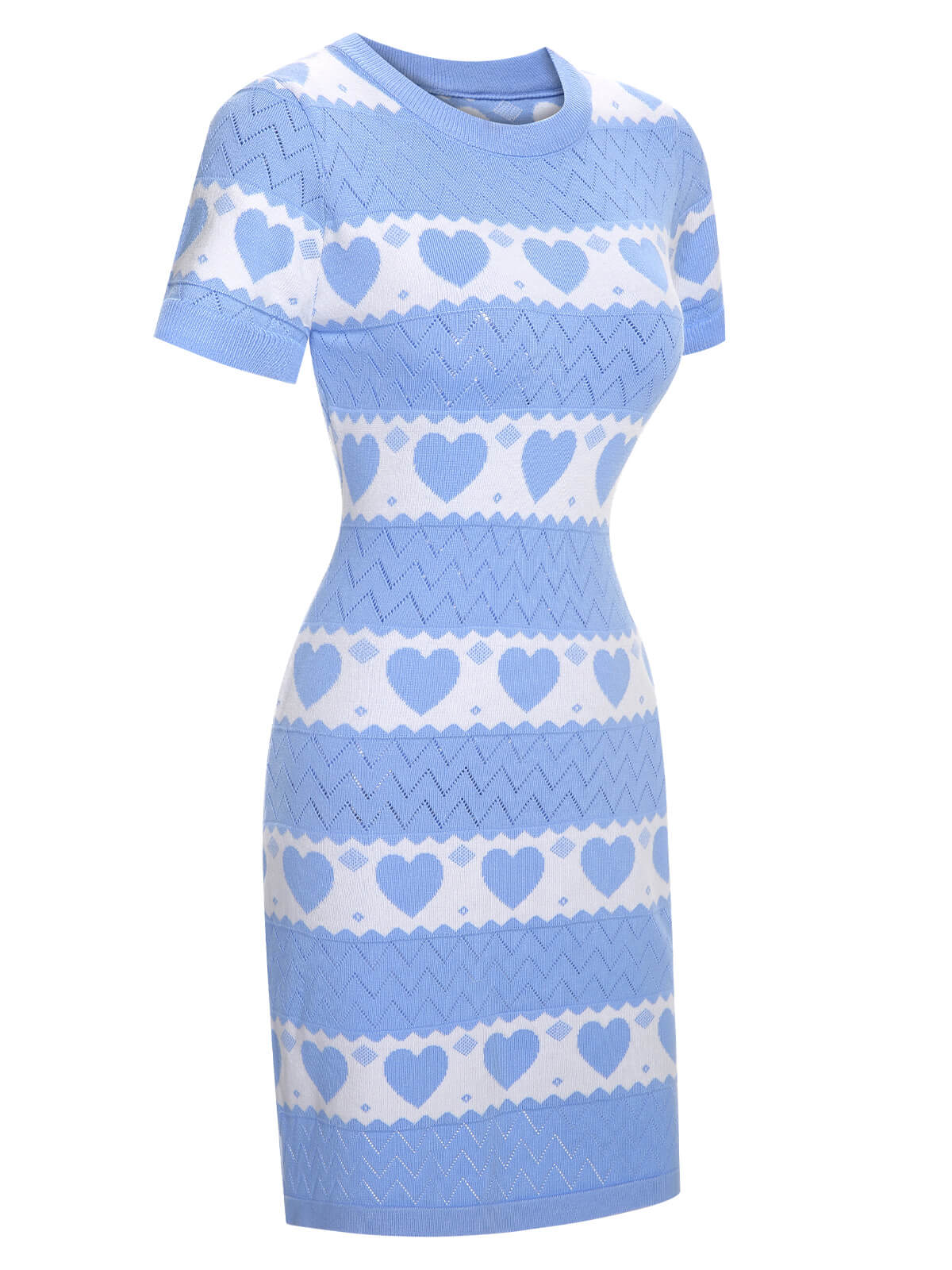 1960er Kurzärmeliges Herz Strickkleid - Image 7