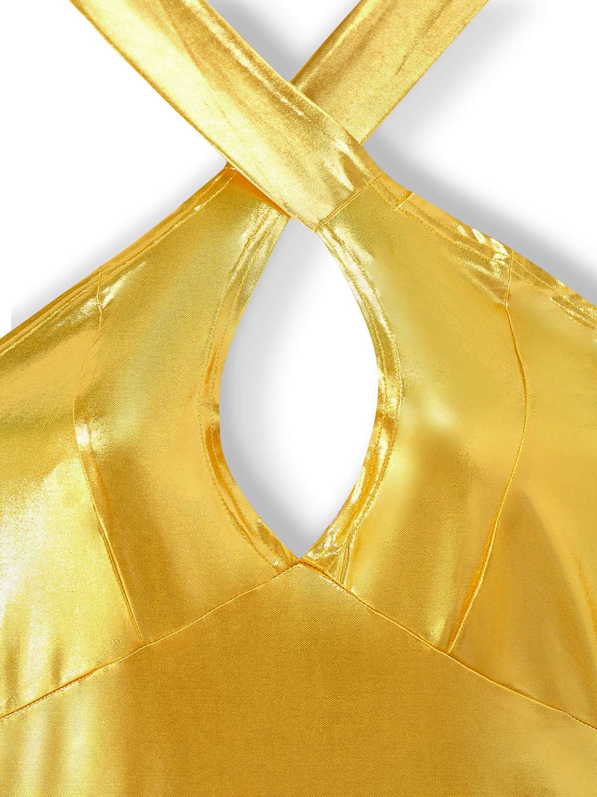 1960er Metallisch Halter Schlüsselloch Figurbetontes Kleid - Image 5