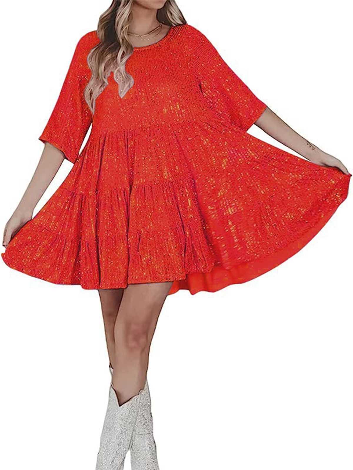 1960er Pailletten Gestuft Babydoll Kleid - Image 13