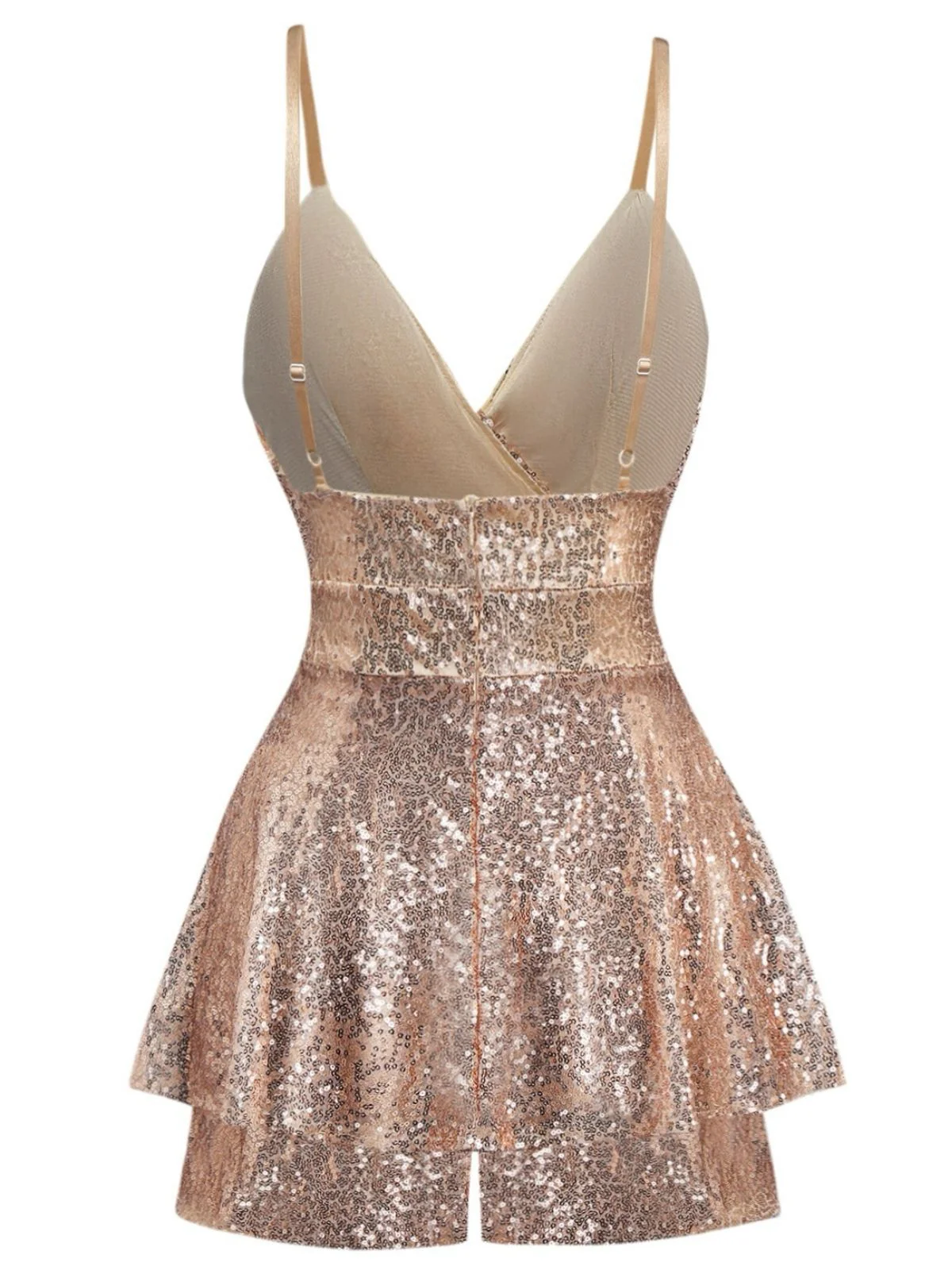 1960er Pailletten Riemchen V-Ausschnitt Culotte Romper - Image 4