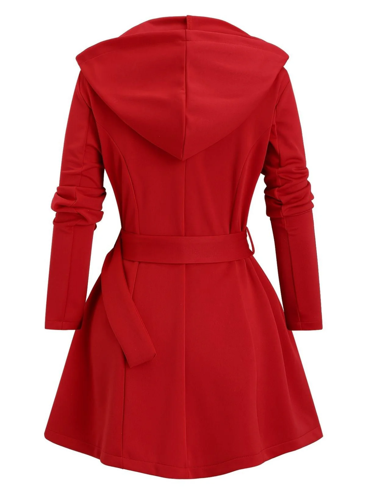 1960er Punk Hooded Zipper Gürtel Midi Jacke - Image 3