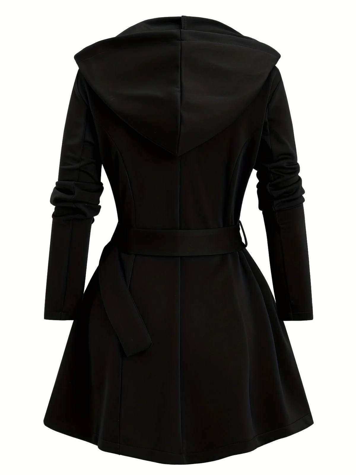 1960er Punk Hooded Zipper Gürtel Midi Jacke - Image 8