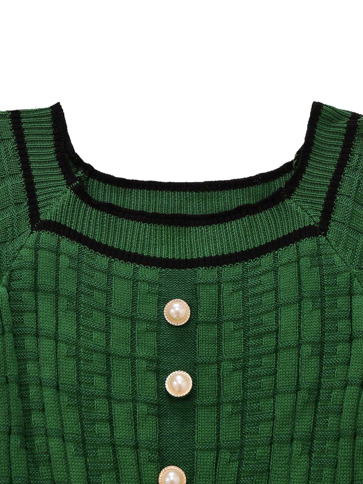 1960er Quadratischer Hals Perle Taste Stricken Kleid - Image 4