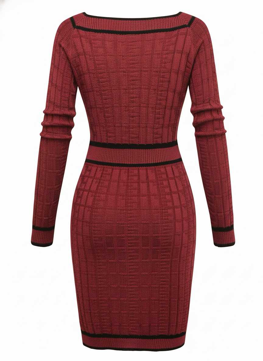 1960er Quadratischer Hals Perle Taste Stricken Kleid - Image 9