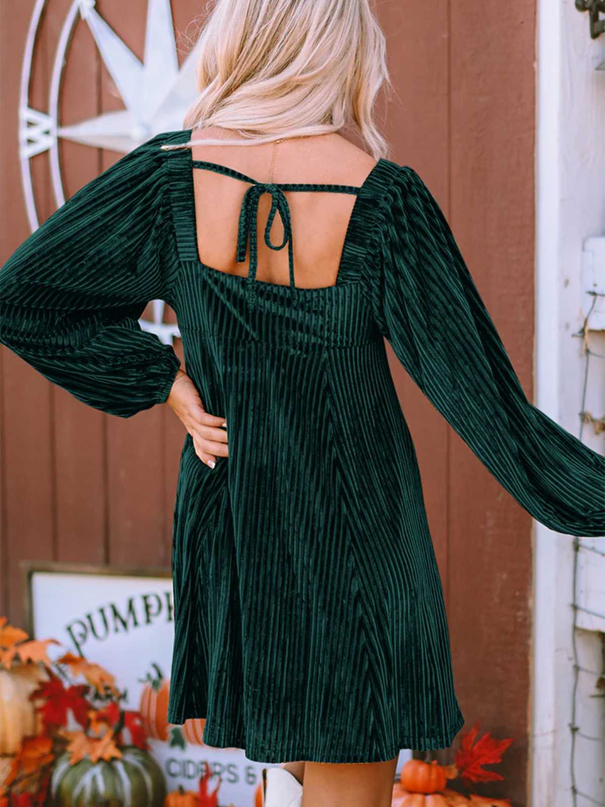 1960er Quadratischer Hals Puffärmel Samt Babydoll Kleid - Image 19