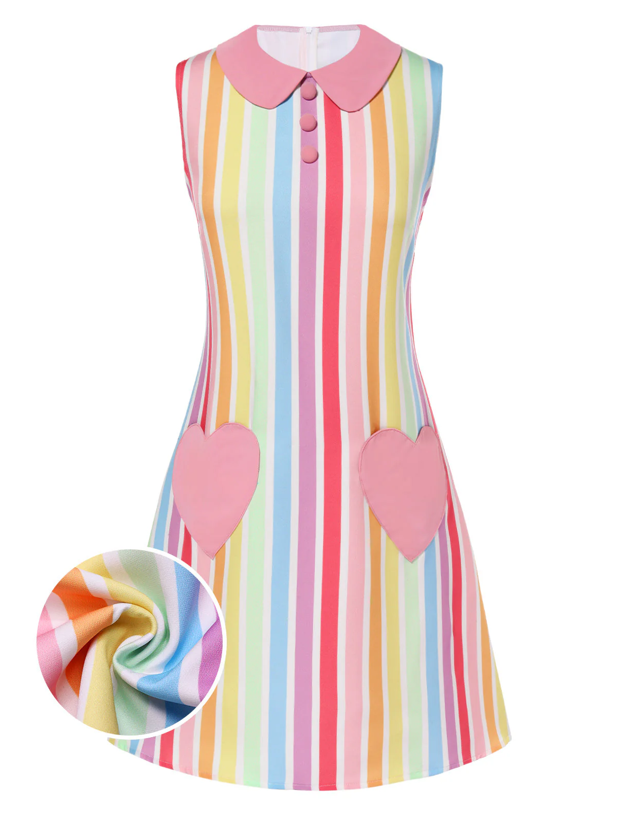 1960er Regenbogen Streifen Herz Tasche Kleid - Image 3