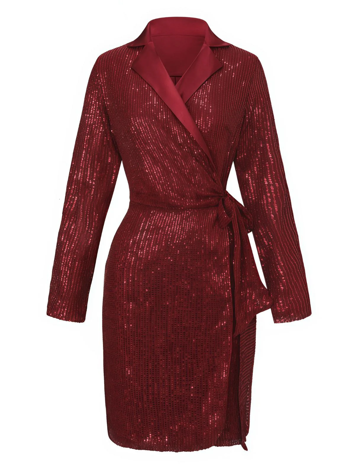1960er Revers Pailletten Taille Bindung Lang Jacke - Image 2