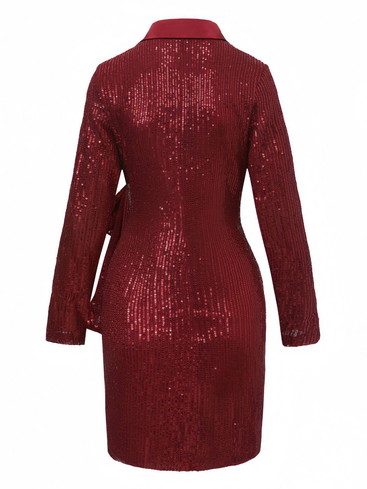 1960er Revers Pailletten Taille Bindung Lang Jacke - Image 3