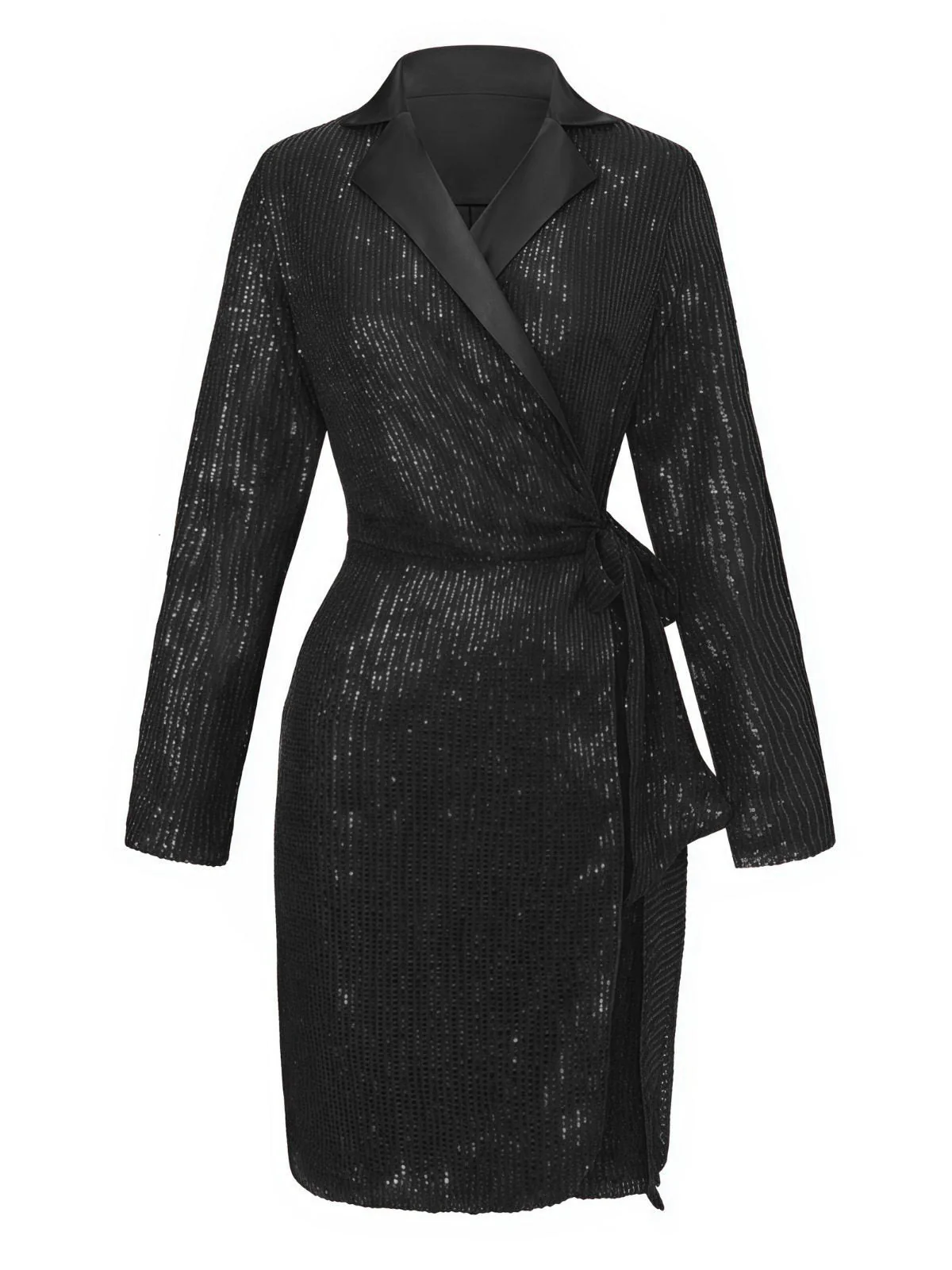 1960er Revers Pailletten Taille Bindung Lang Jacke - Image 8