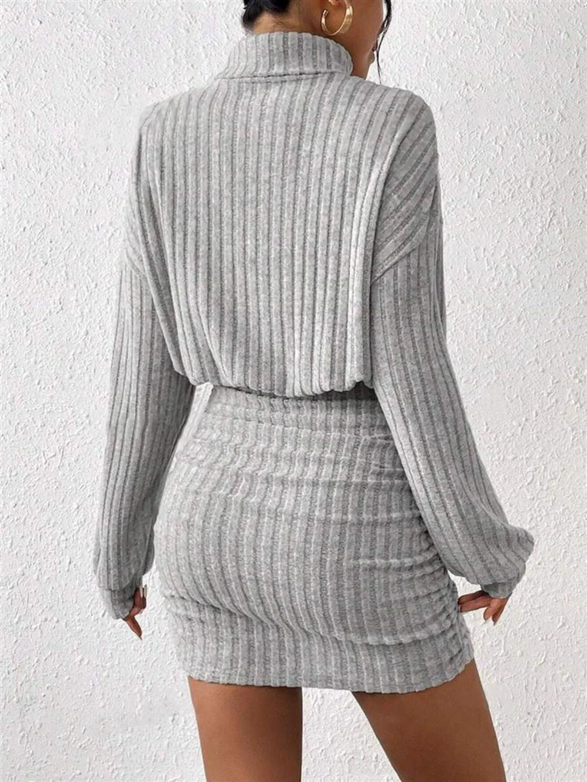 1960er Rippstrick Rollkragen Pullover Enges Kleid - Image 2
