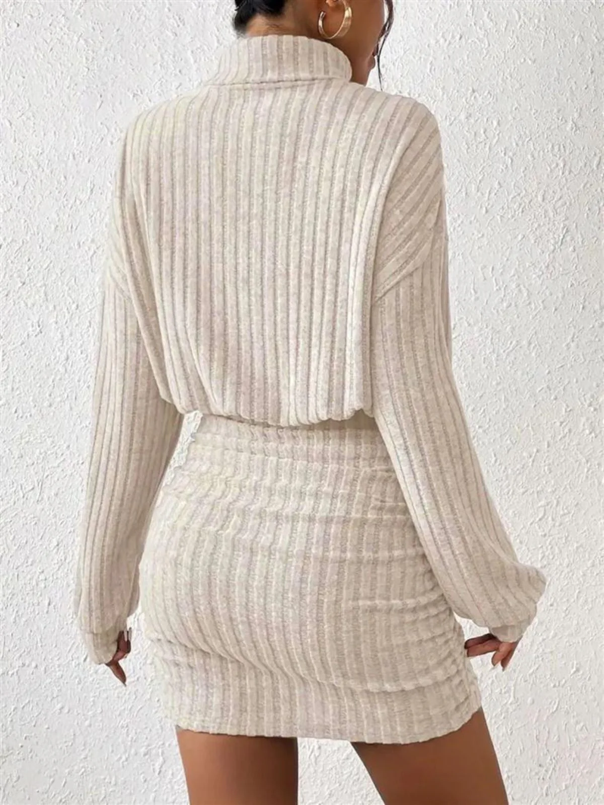 1960er Rippstrick Rollkragen Pullover Enges Kleid - Image 6
