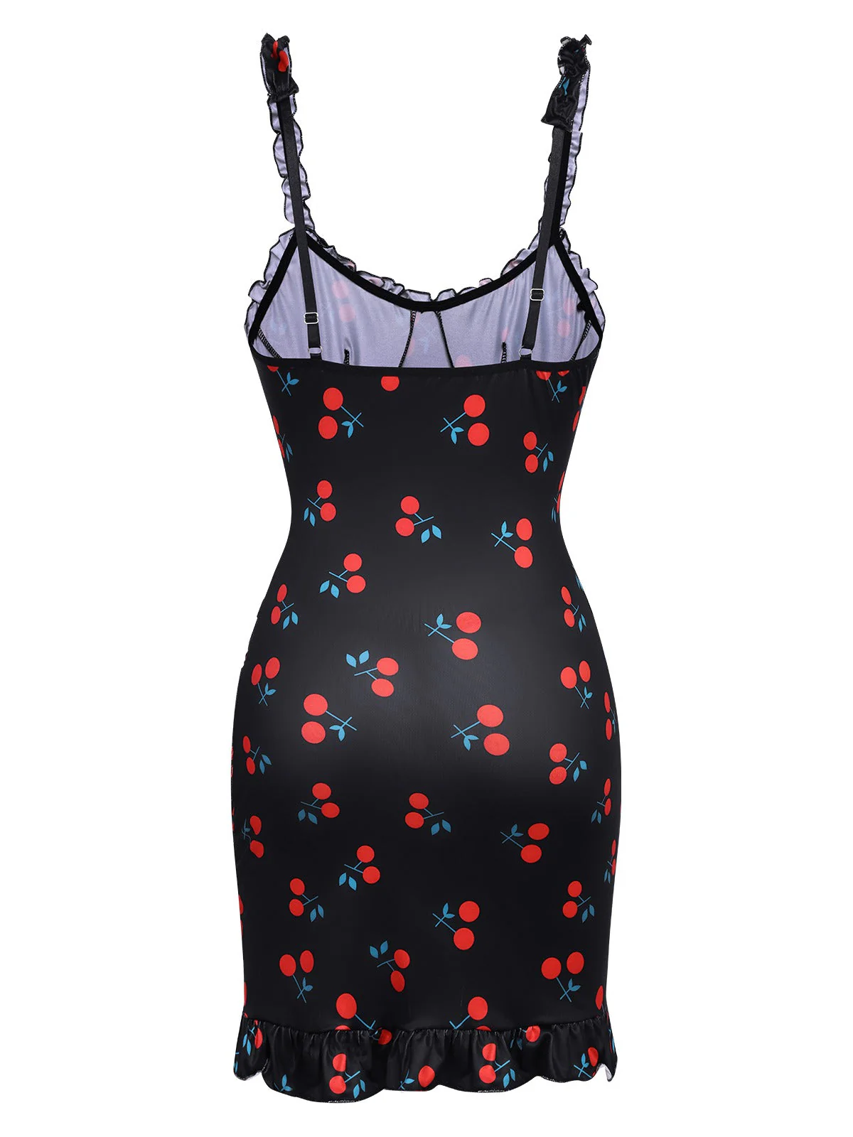 1960er Rot Kirsche Gerüscht Saum Träger Nachthemd - Image 7