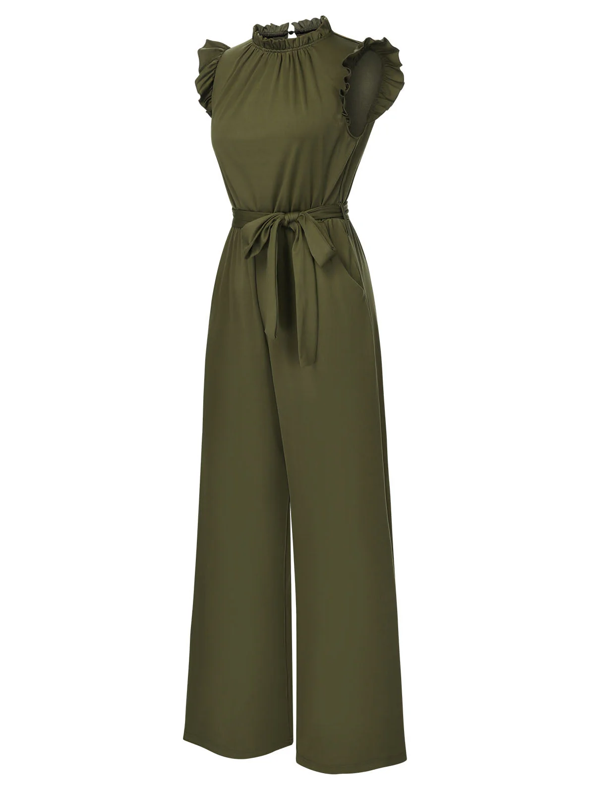 1960er Rüschen Ärmel Hohe Taille Weites Bein Mit Gürtel Jumpsuit - Image 2