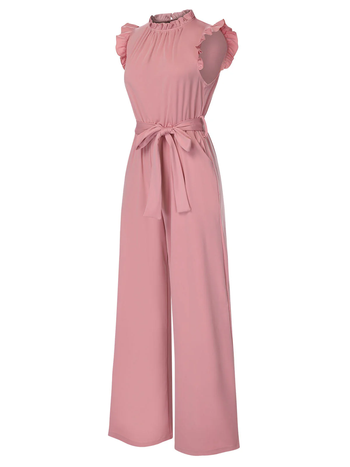 1960er Rüschen Ärmel Hohe Taille Weites Bein Mit Gürtel Jumpsuit - Image 7