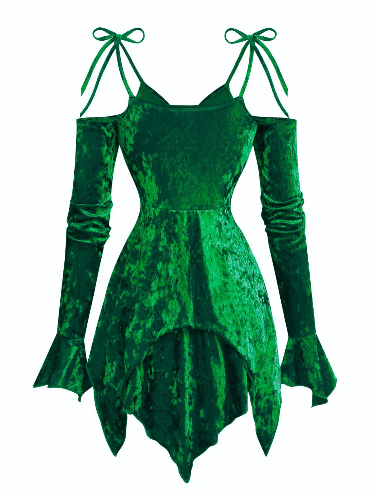 1960er Samt Fledermausärmel Irregulär Saum Kleid - Image 6