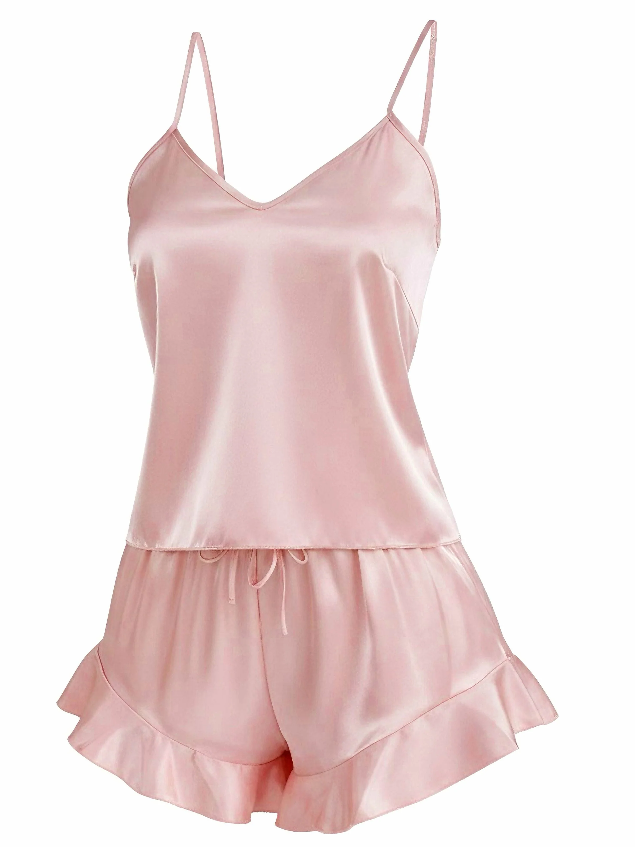 1960er Slip Rüschen Satin Pajama Set - Image 3