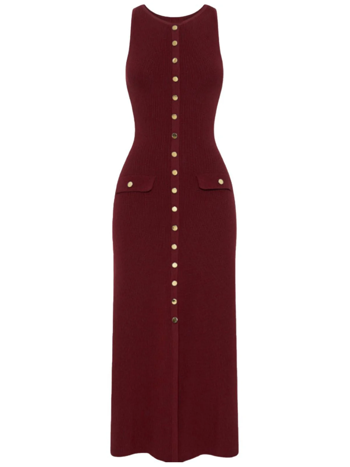 1960er Solide Ärmellos Einreihig Stricken Kleid - Image 2