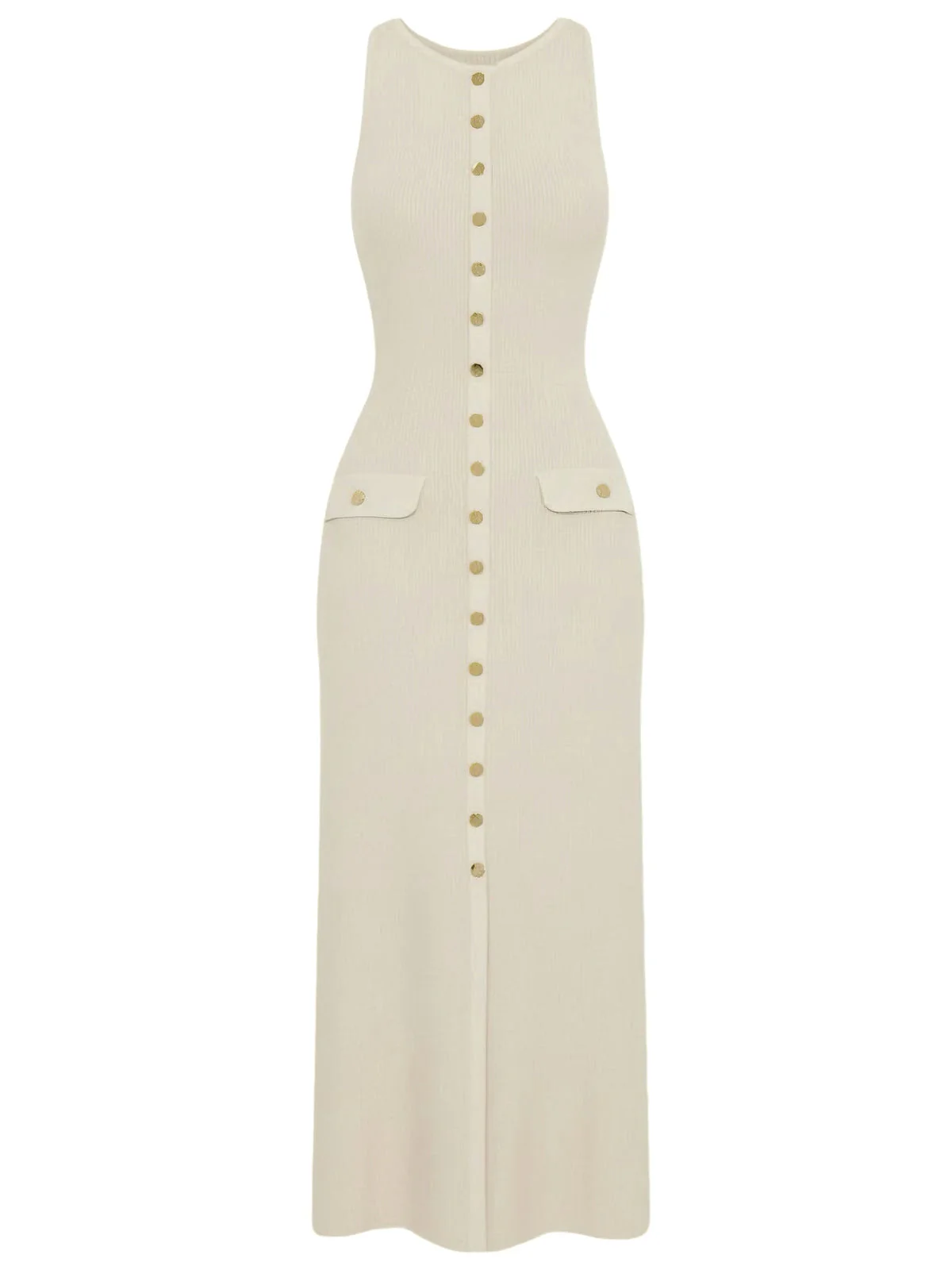 1960er Solide Ärmellos Einreihig Stricken Kleid - Image 6