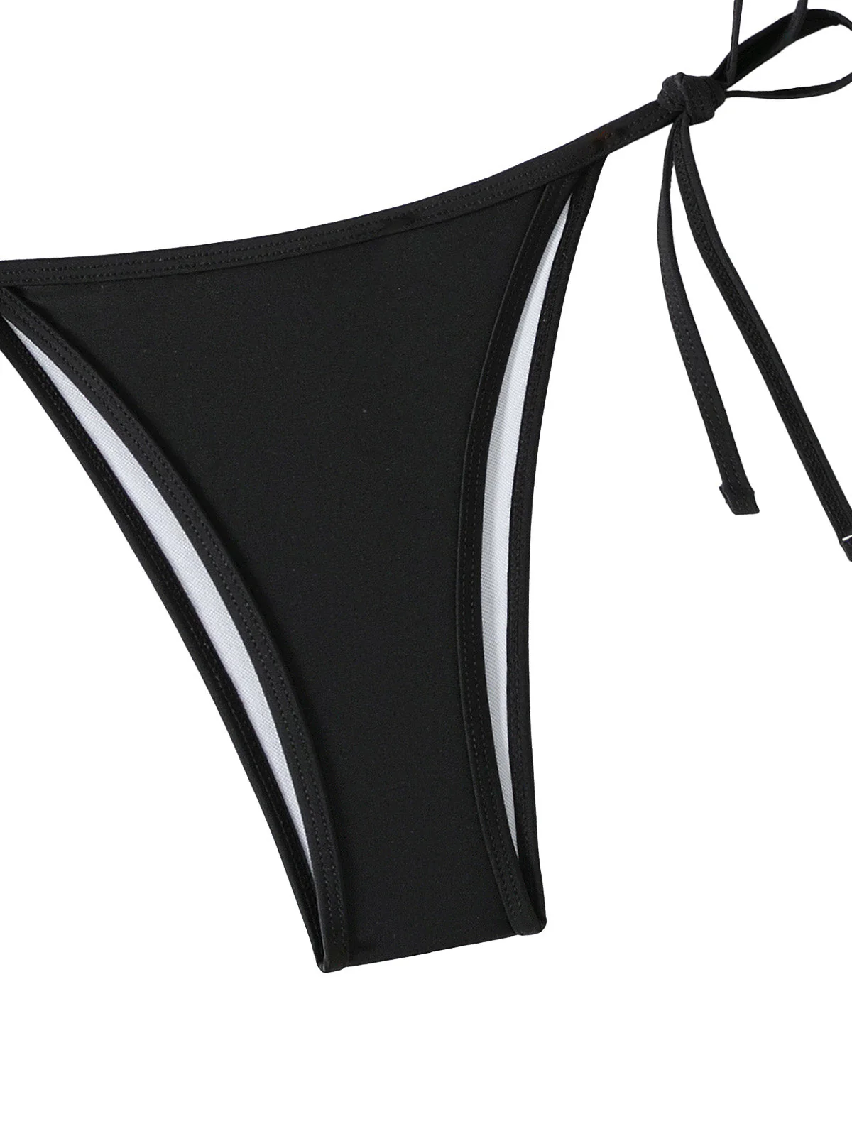 1960er Solide Gerafft Halter Schnürung Bikini Set - Image 4