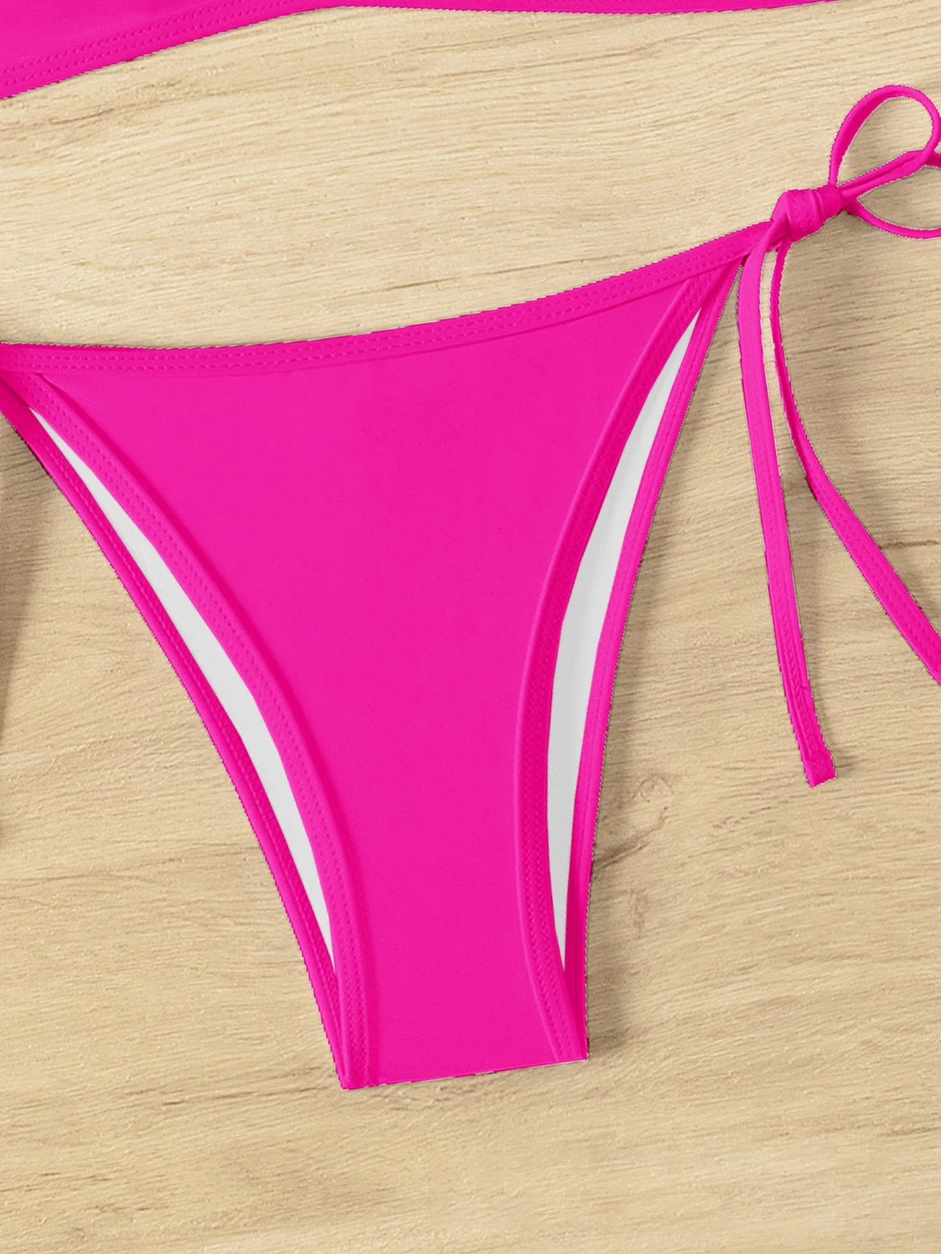 1960er Solide Gerafft Halter Schnürung Bikini Set - Image 9