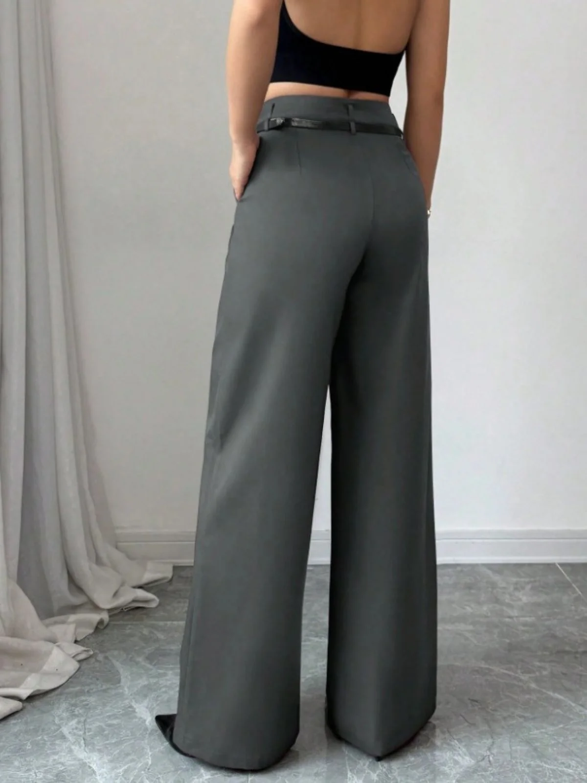 1960er Solide Hohe Taille Weites Bein Hose - Image 10