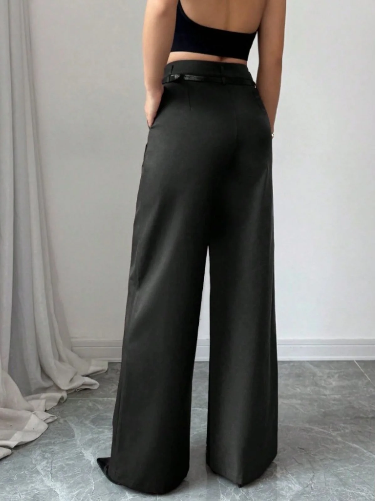 1960er Solide Hohe Taille Weites Bein Hose - Image 3