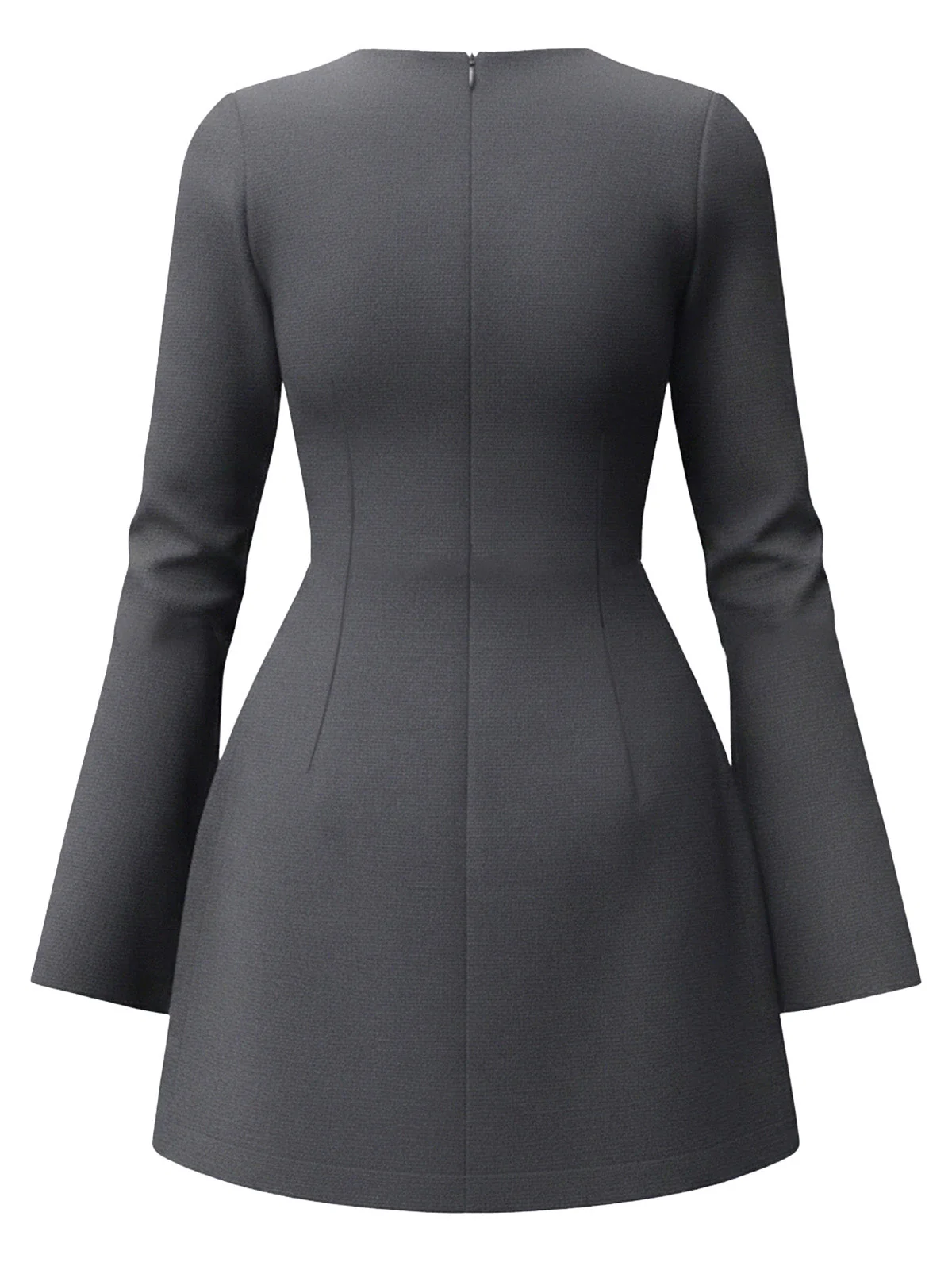 1960er Solide Langarm Faux Taschen Kleid - Image 3