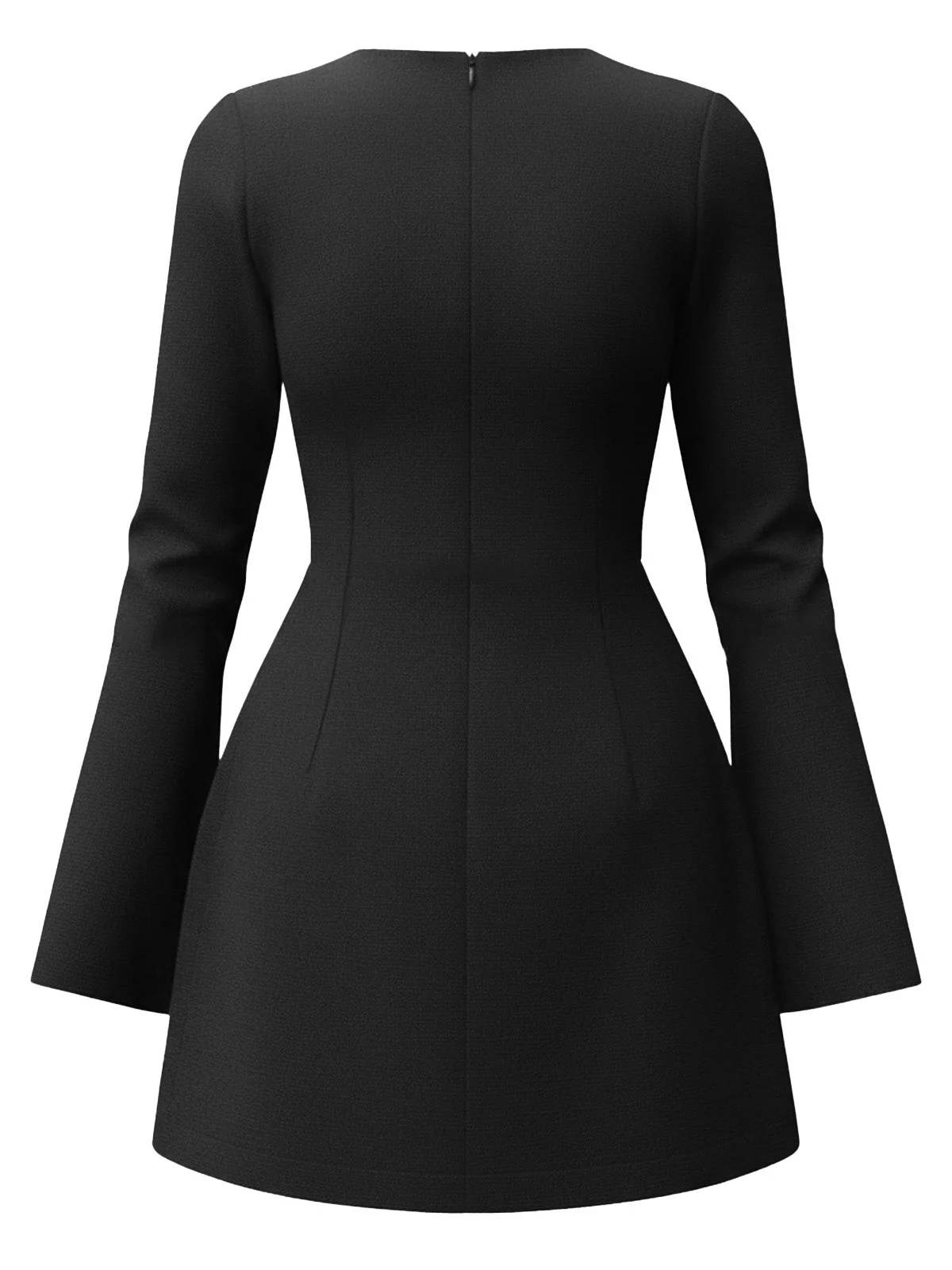 1960er Solide Langarm Faux Taschen Kleid - Image 8