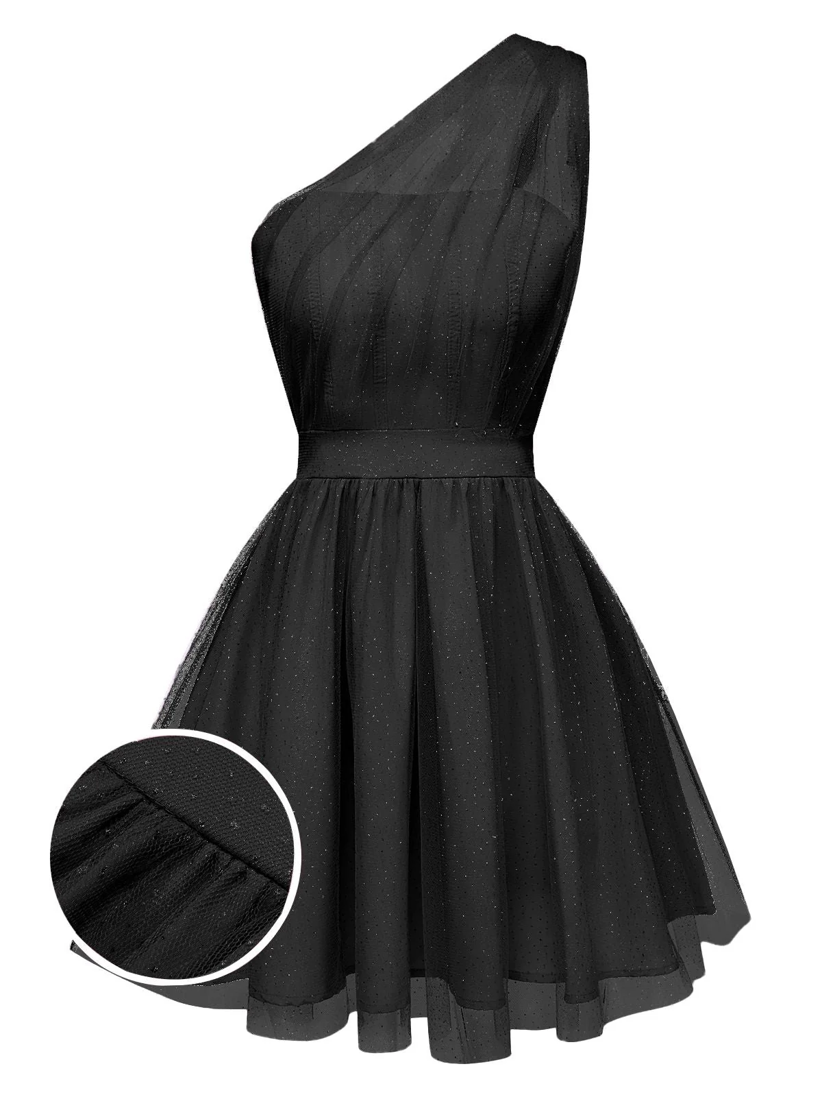 1960er Solide Netz Eine Schulter Kleid - Image 10