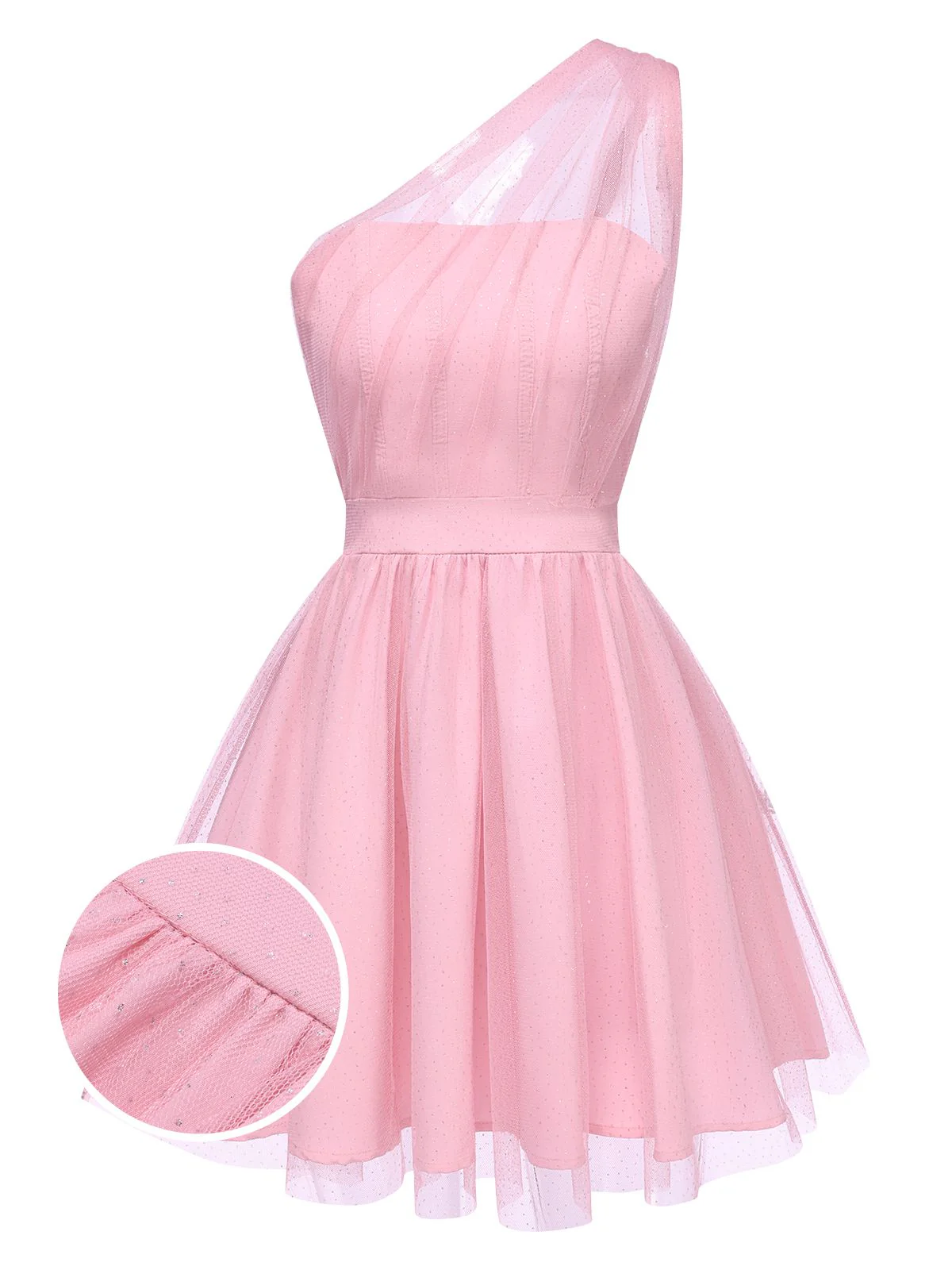1960er Solide Netz Eine Schulter Kleid - Image 4