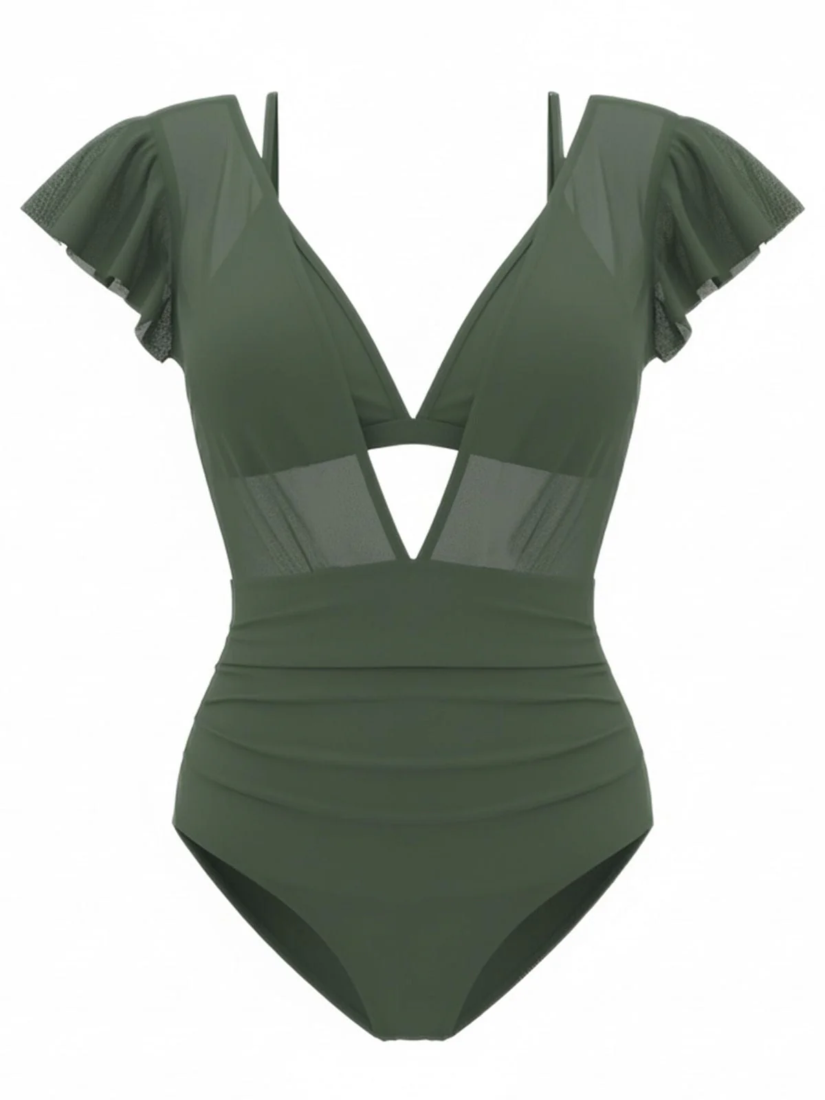 1960er Solide Netz Tiefer Ausschnitt Bikini Set & Cover-Up - Image 13