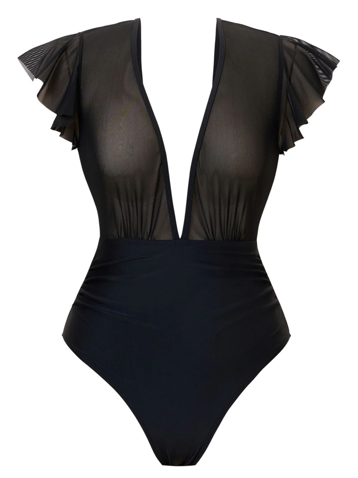 1960er Solide Netz Tiefer Ausschnitt Bikini Set & Cover-Up - Image 5