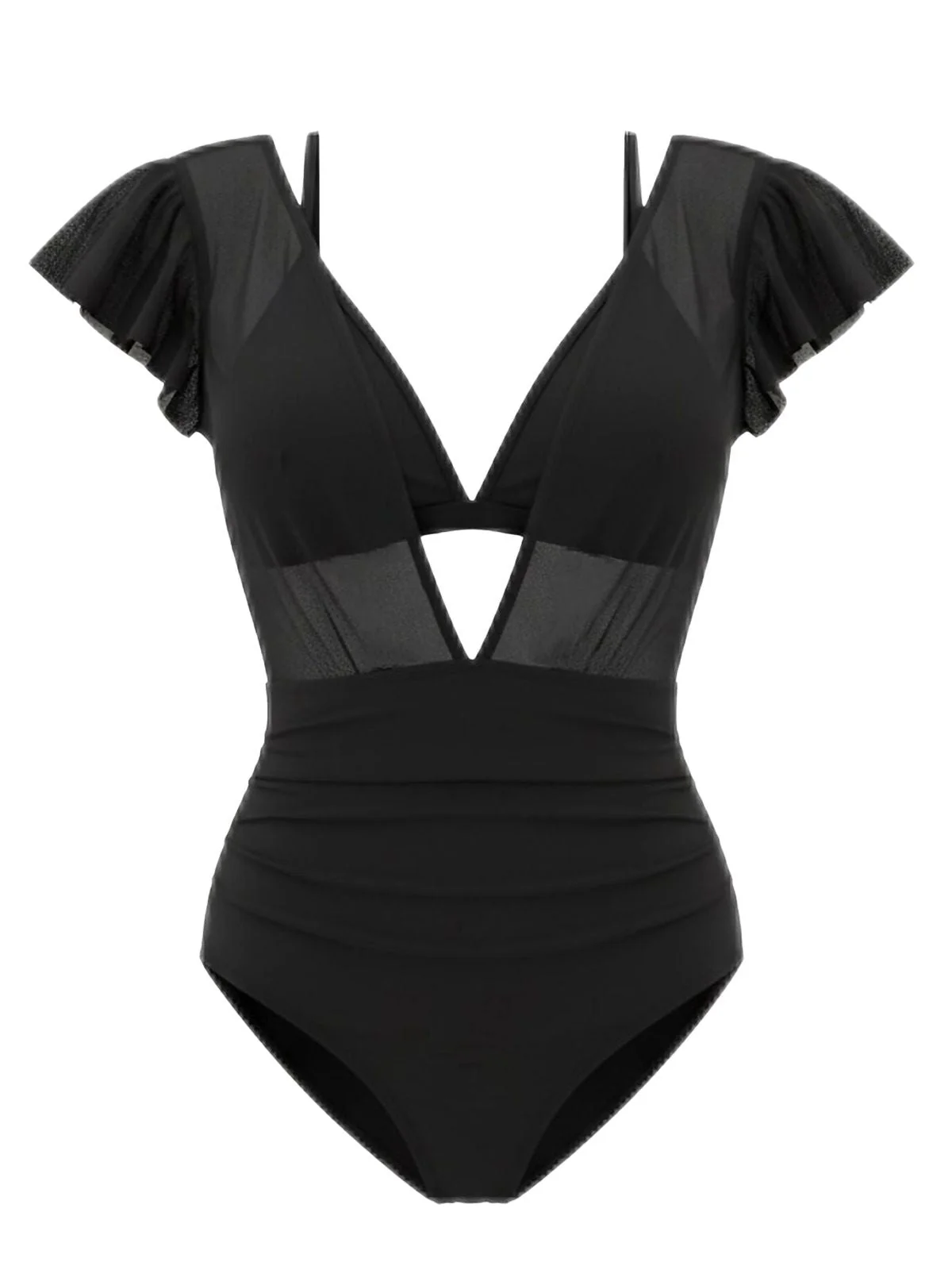 1960er Solide Netz Tiefer Ausschnitt Bikini Set & Cover-Up - Image 6