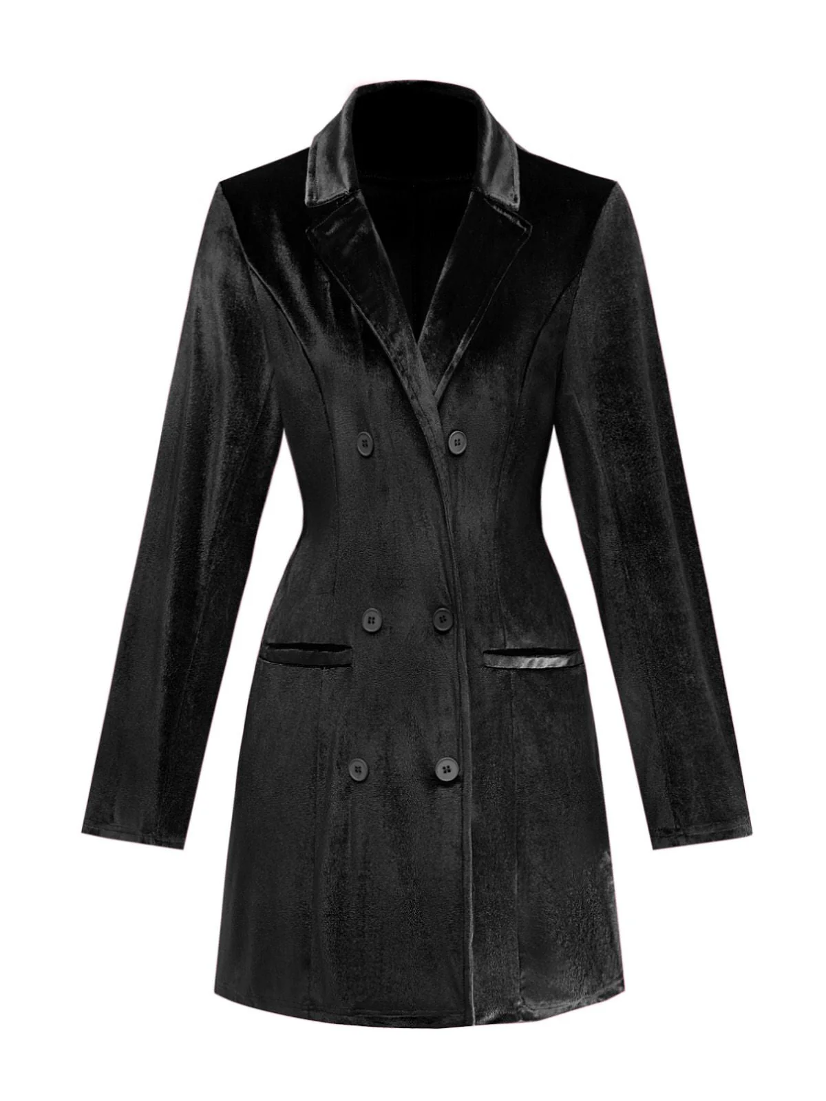 1960er Solide Samt Langarm Blazer Kleid - Image 10