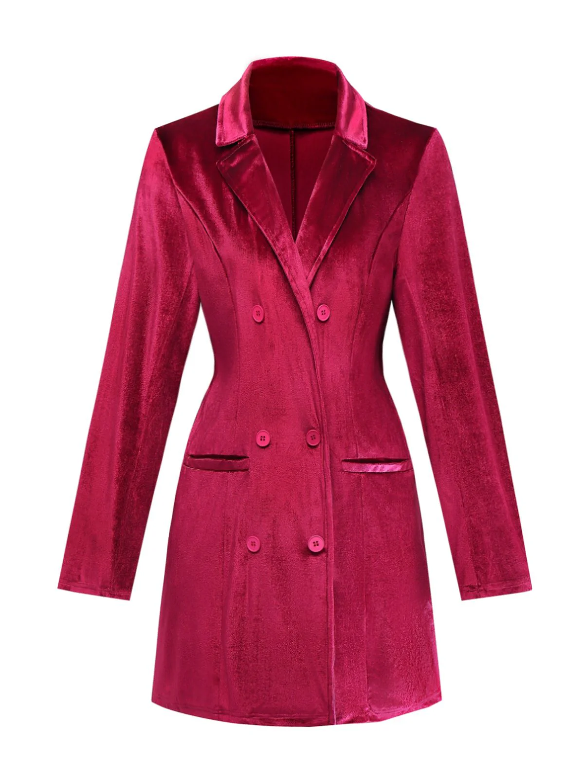 1960er Solide Samt Langarm Blazer Kleid - Image 2