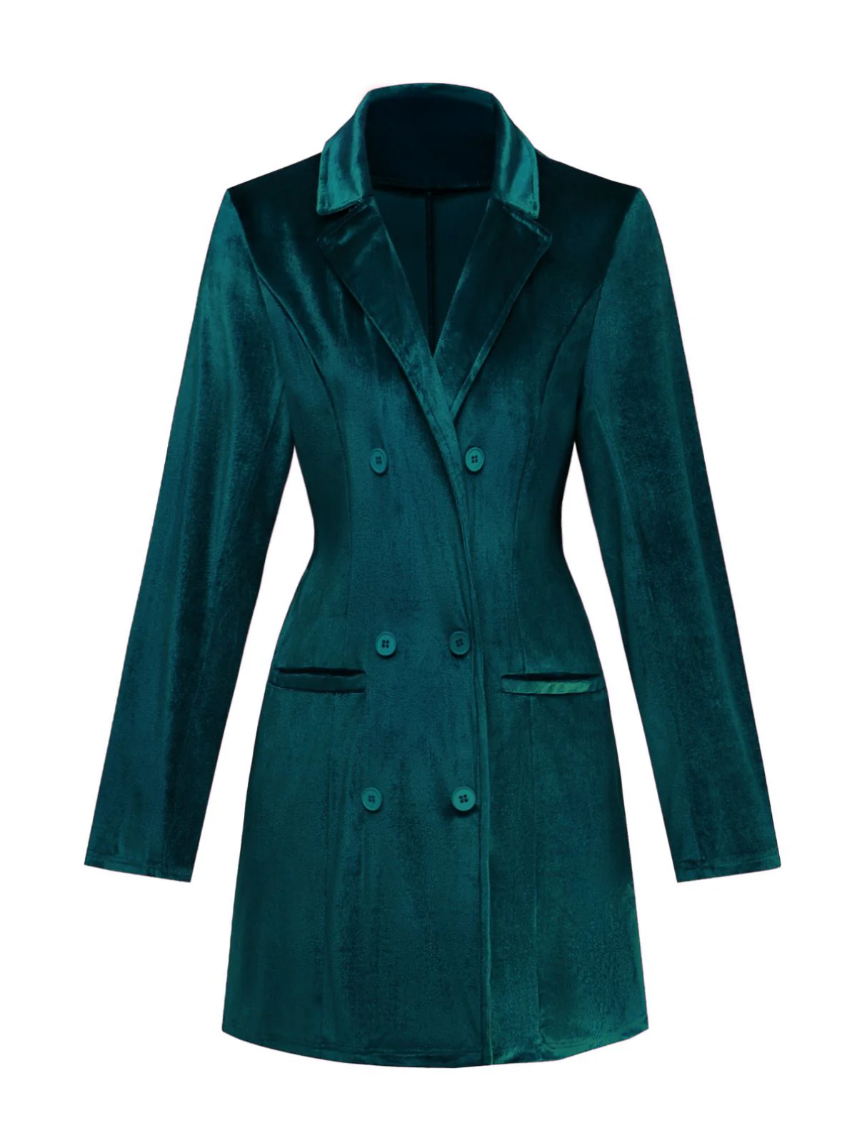 1960er Solide Samt Langarm Blazer Kleid - Image 8