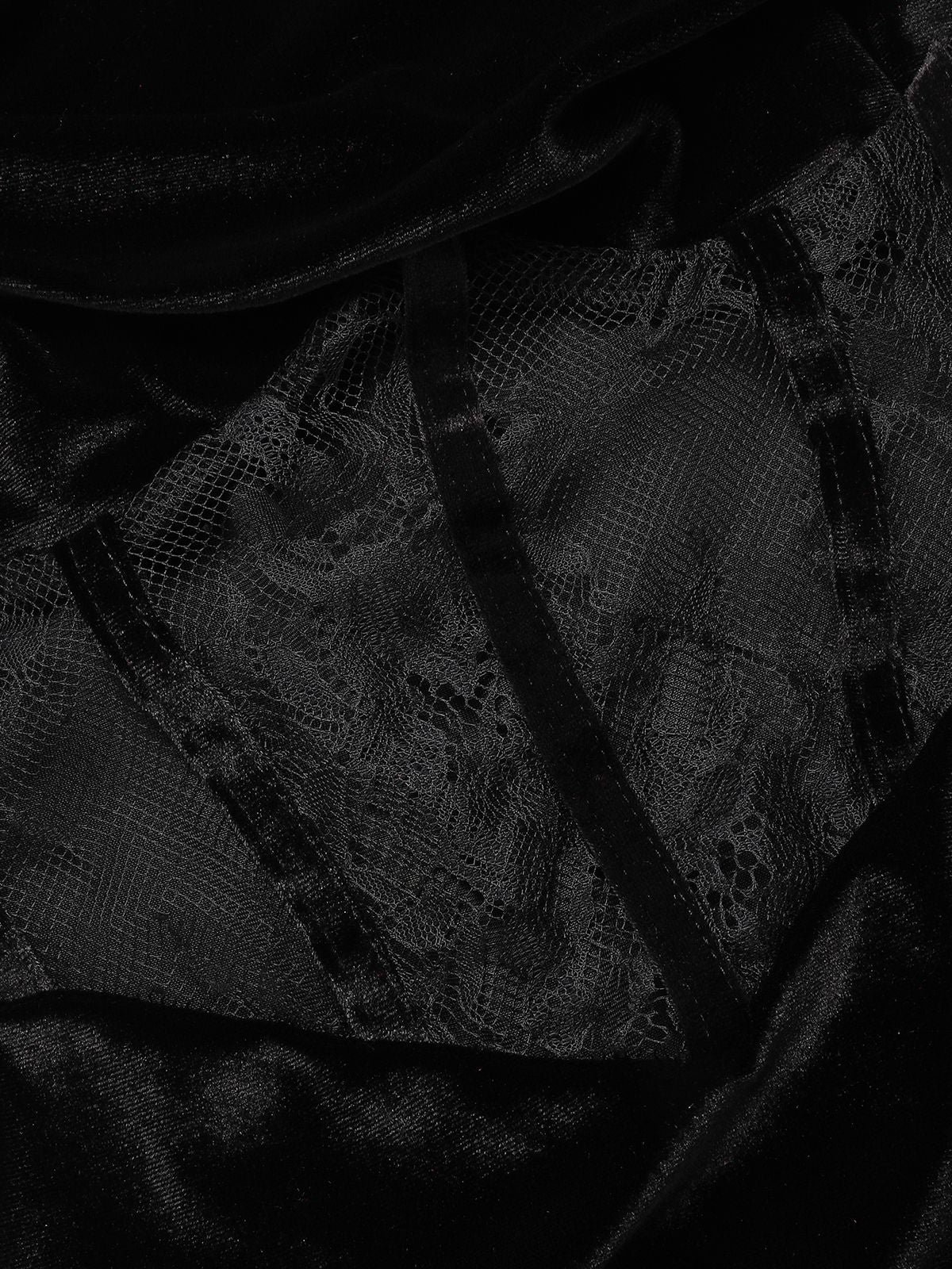 1960er Solide Samt Sling Kleid & Spitzenärmel - Image 12