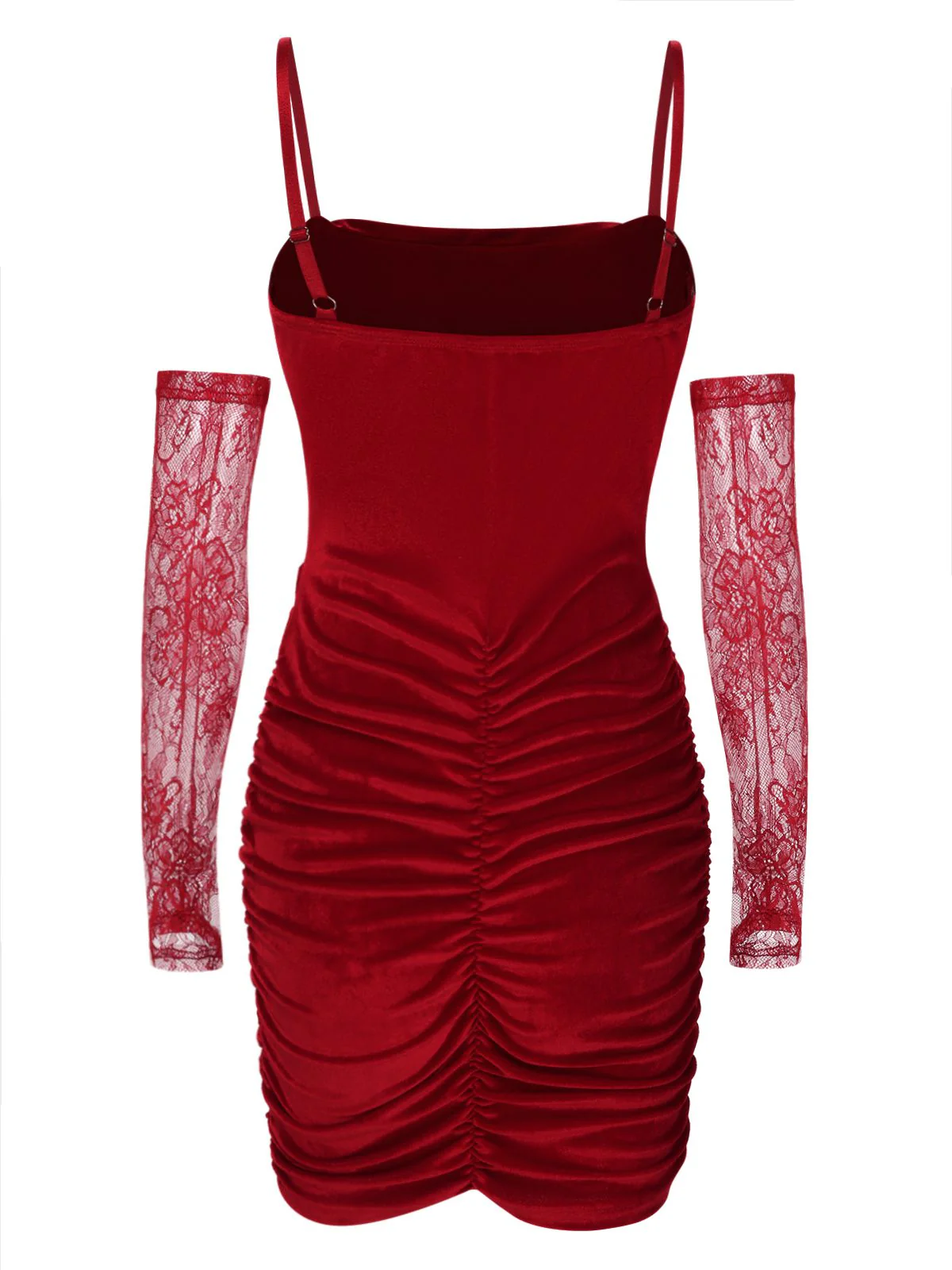 1960er Solide Samt Sling Kleid & Spitzenärmel - Image 4