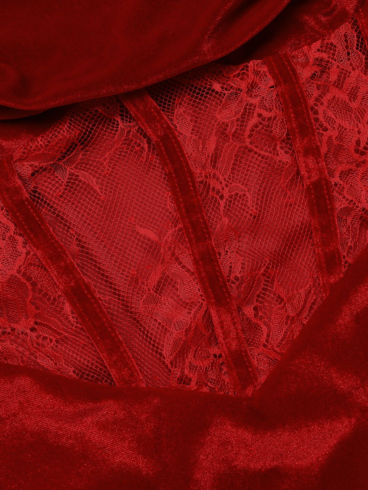 1960er Solide Samt Sling Kleid & Spitzenärmel - Image 5